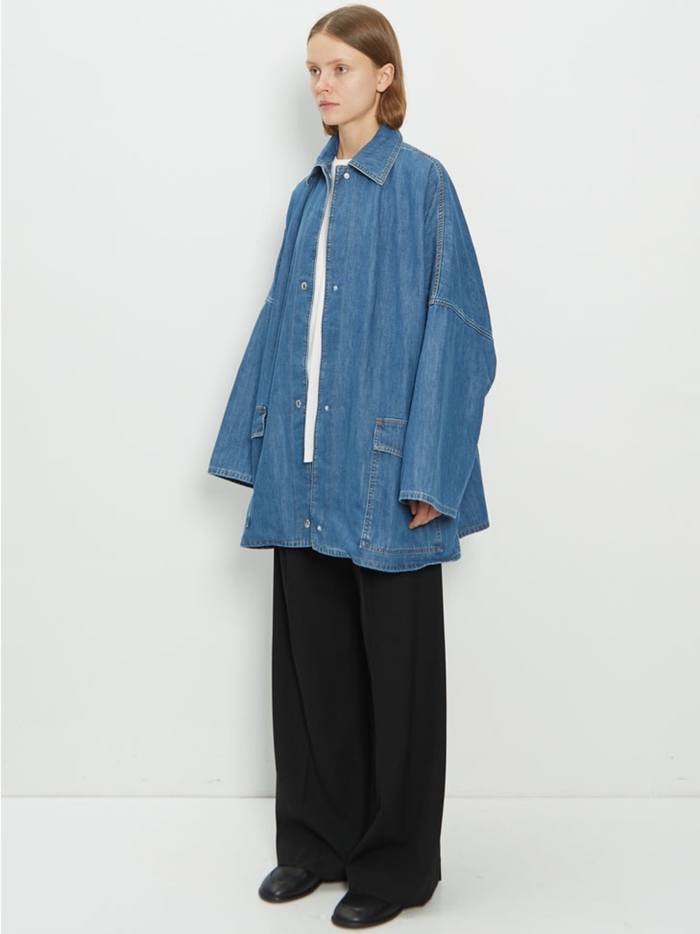 TOTEME Oversized denim shirt jacket in light blue
